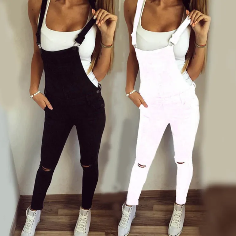 Distressed Long Overalls
