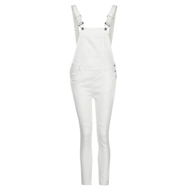 Distressed Long Overalls
