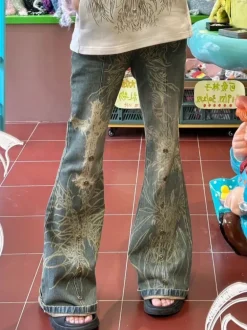 Distressed Y2K Grunge Flare Jeans