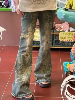 Distressed Y2K Grunge Flare Jeans