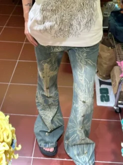 Distressed Y2K Grunge Flare Jeans