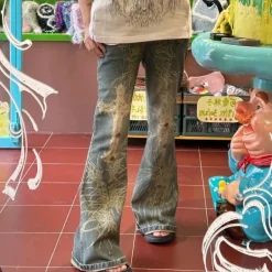 Distressed Y2K Grunge Flare Jeans