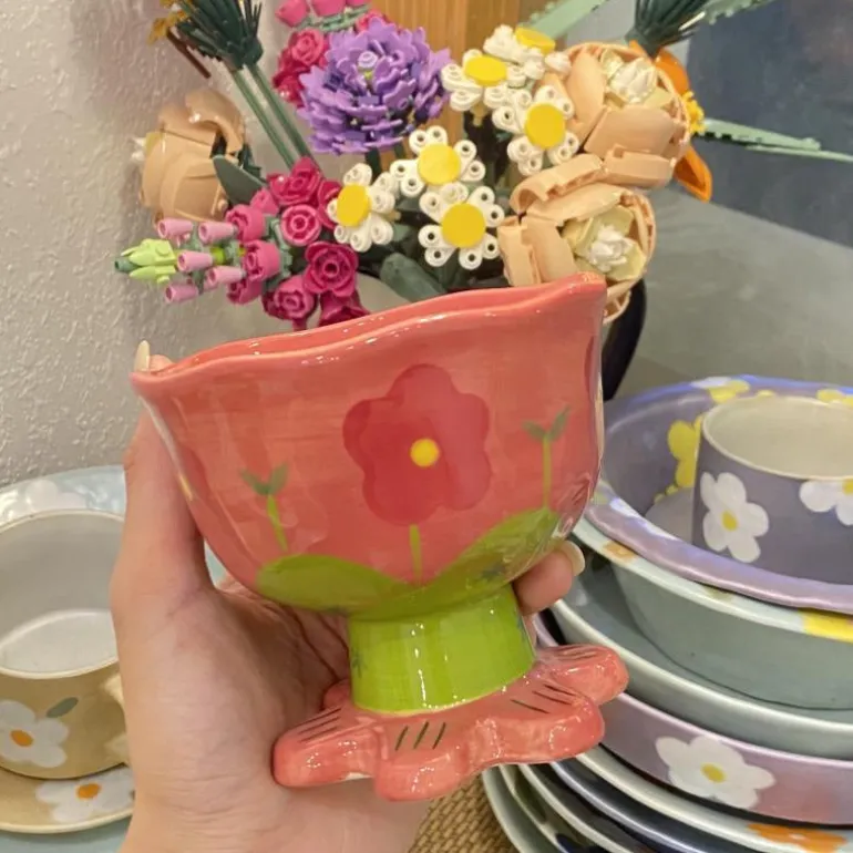 Floral Ceramic Dessert Bowl