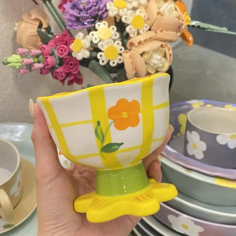Floral Ceramic Dessert Bowl