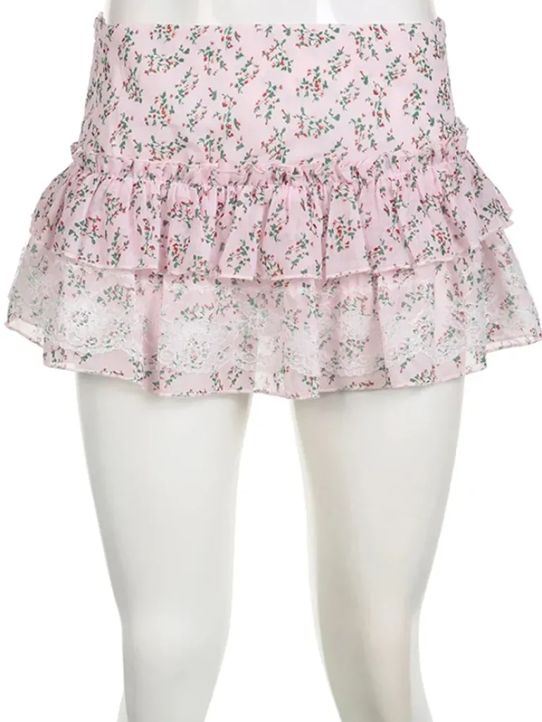 Floral Print Babydoll Skirt