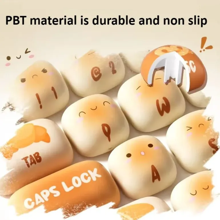 Fluffy Bread Bun Keycaps Set