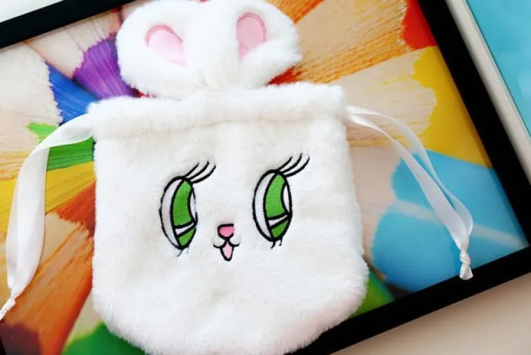 Fluffy Bunny Drawstring Bag