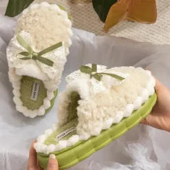 Fluffy Ribbon Slippers