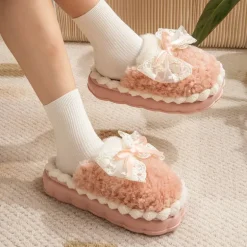 Fluffy Ribbon Slippers
