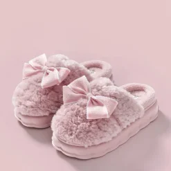 Fluffy Ribbon Slippers