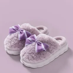 Fluffy Ribbon Slippers