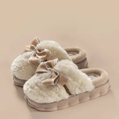 Fluffy Ribbon Slippers