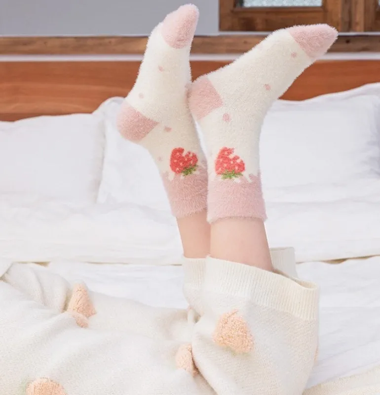 Fuzzy Berry Socks
