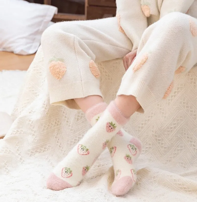 Fuzzy Berry Socks