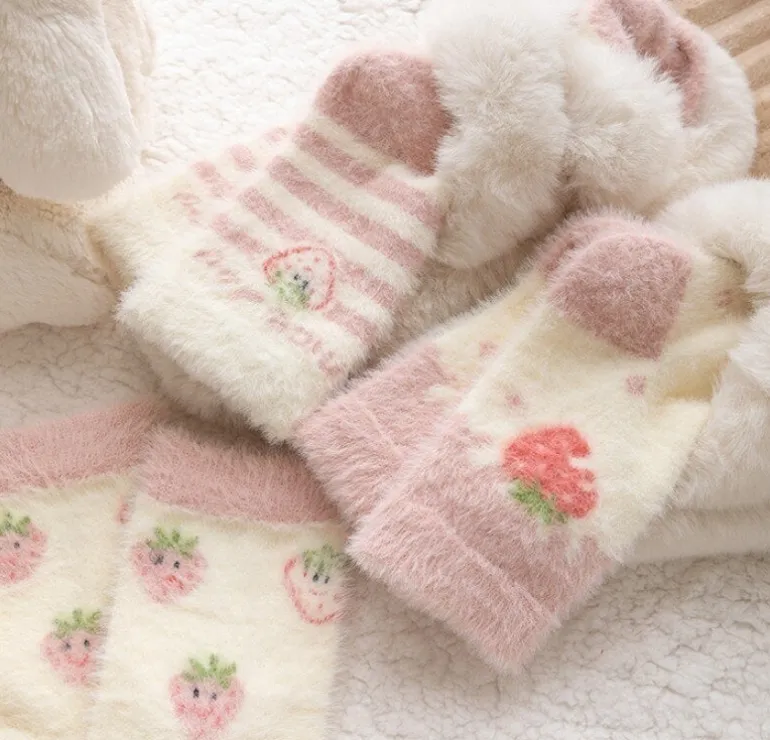 Fuzzy Berry Socks