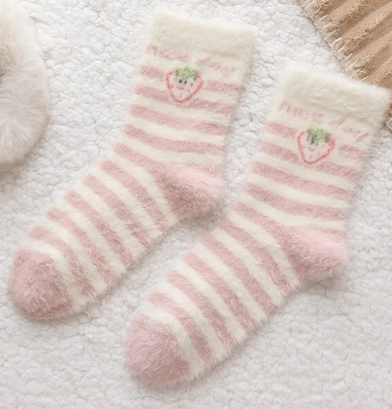 Fuzzy Berry Socks