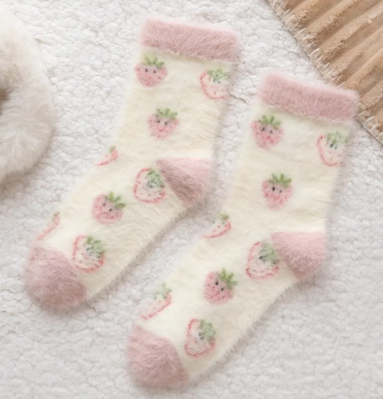 Fuzzy Berry Socks