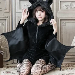 Fuzzy Black Bat Costume Set