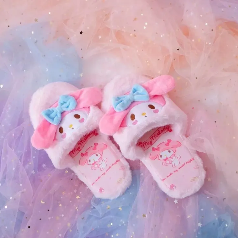 Fuzzy Bunny Embroidered Slippers