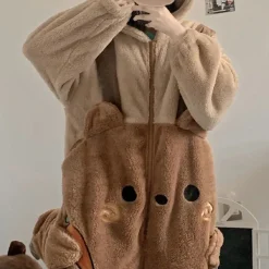 Fuzzy Carrot Bear Overalls Set