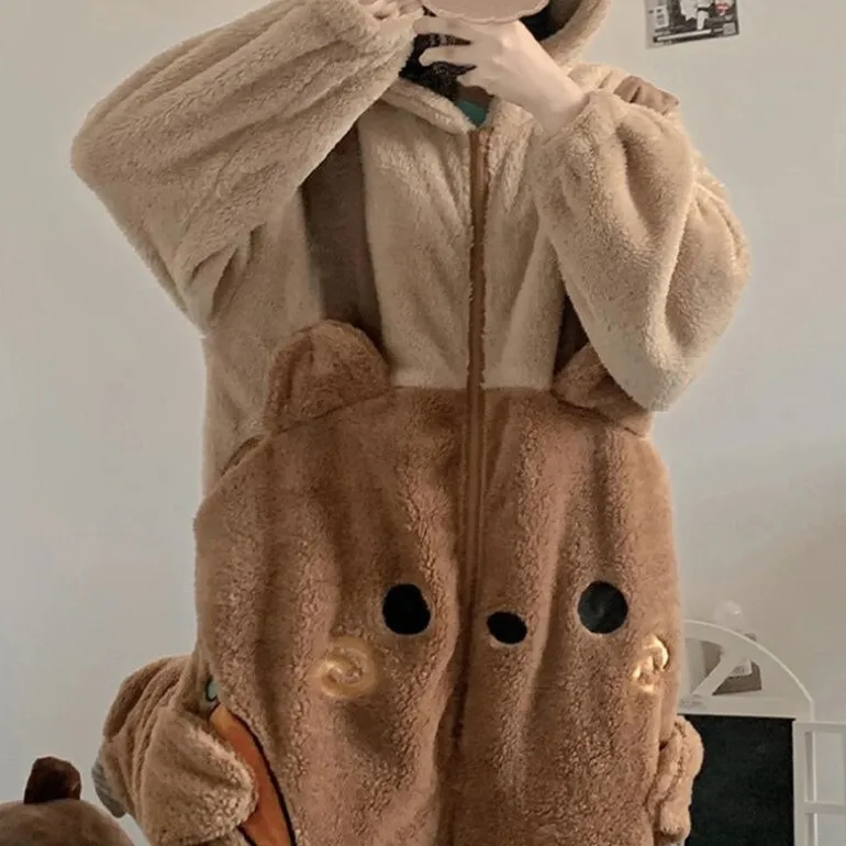 Fuzzy Carrot Bear Overalls Set