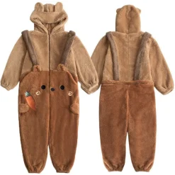 Fuzzy Carrot Bear Overalls Set