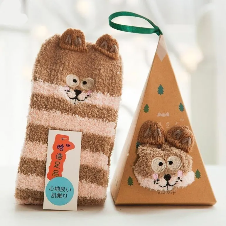 Fuzzy Holiday Animal Socks