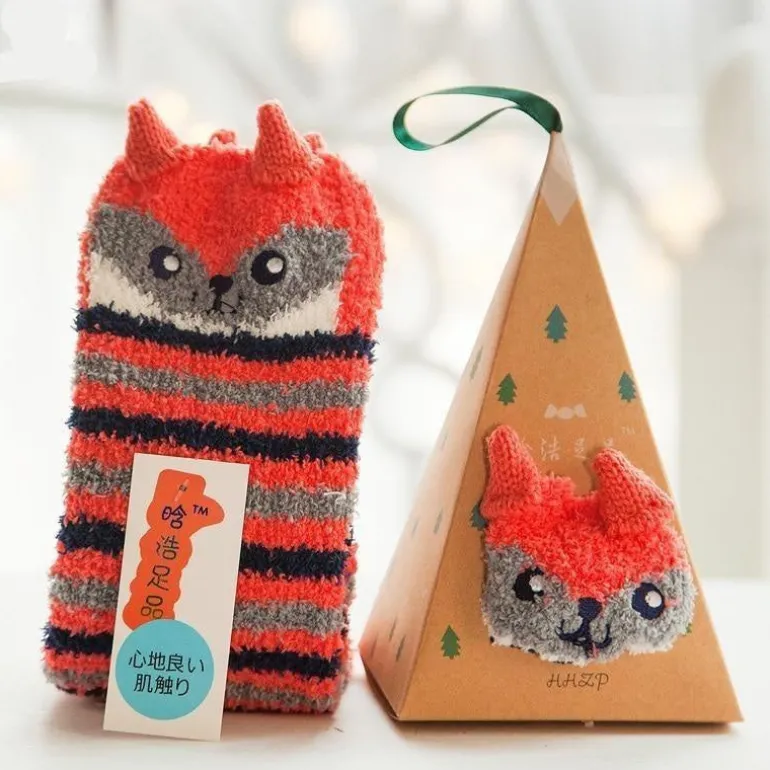 Fuzzy Holiday Animal Socks