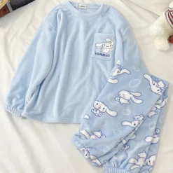 Fuzzy Kawaii Blue Pajama Set