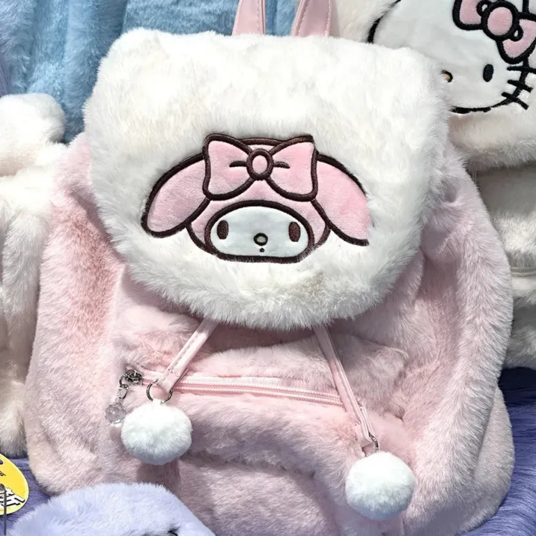 Fuzzy Kawaii Pompom Backpacks