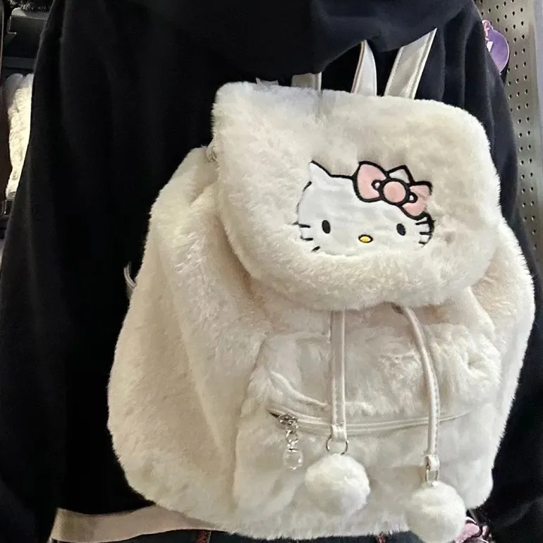 Fuzzy Kawaii Pompom Backpacks