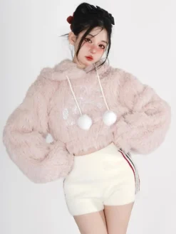 Fuzzy Kitten Cropped Hoodie