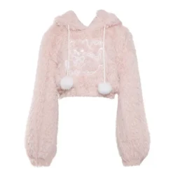 Fuzzy Kitten Cropped Hoodie