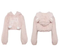 Fuzzy Kitten Cropped Hoodie