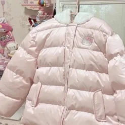 Fuzzy Kitty Bomber Puffer Jacket