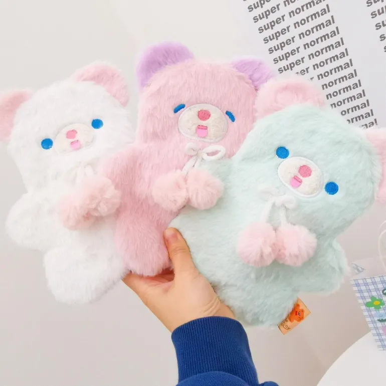 Fuzzy Pastel Bear Stationary Bag