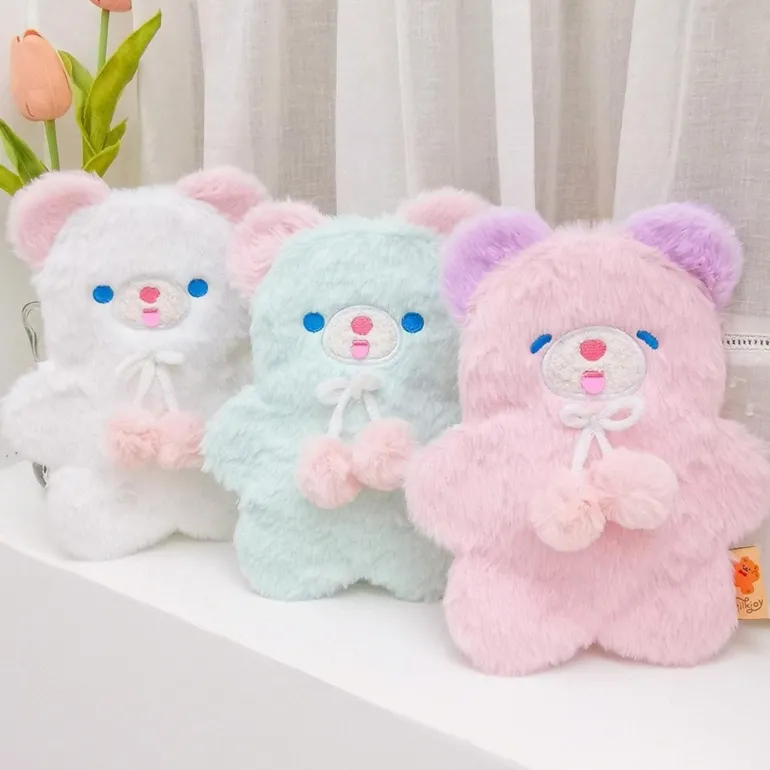 Fuzzy Pastel Bear Stationary Bag