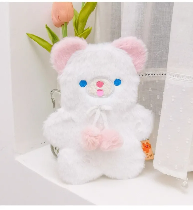 Fuzzy Pastel Bear Stationary Bag