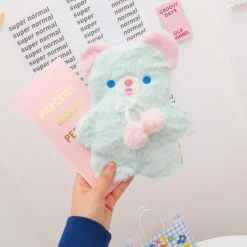 Fuzzy Pastel Bear Stationary Bag