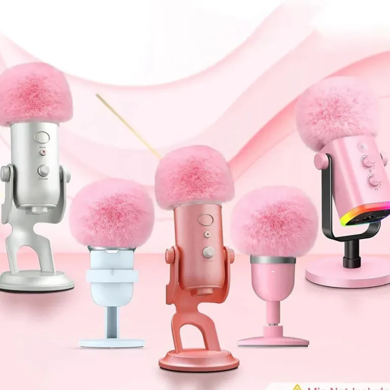 Fuzzy Pink Foam Microphone Dust Muff Cover