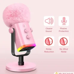 Fuzzy Pink Foam Microphone Dust Muff Cover