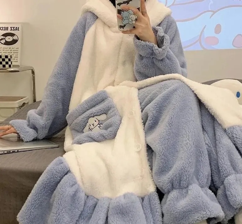 Fuzzy Puppy Pajama Night Dress Set
