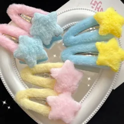 Fuzzy Star Hair Clips