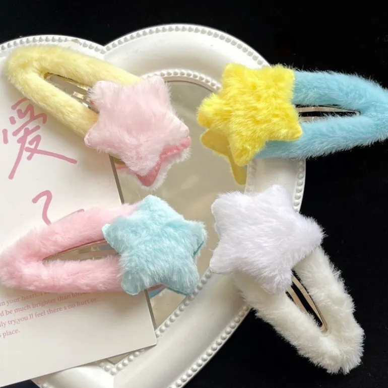 Fuzzy Star Hair Clips