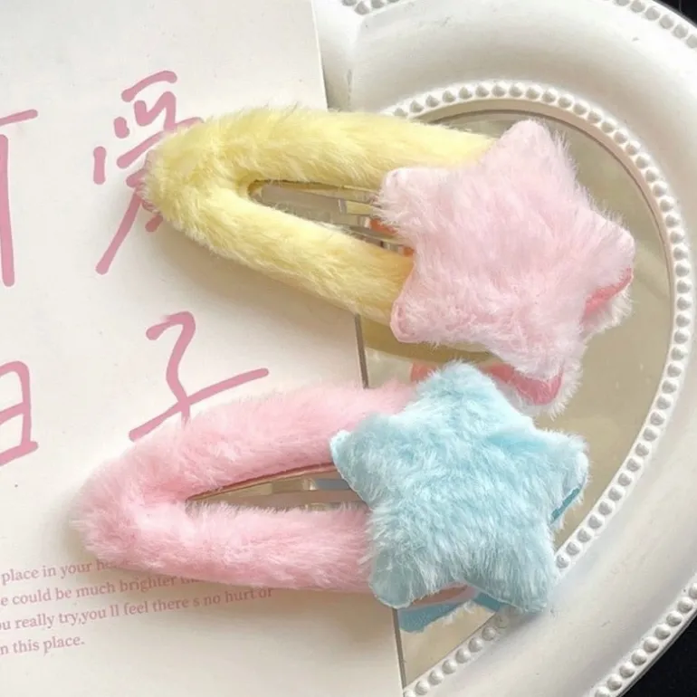 Fuzzy Star Hair Clips
