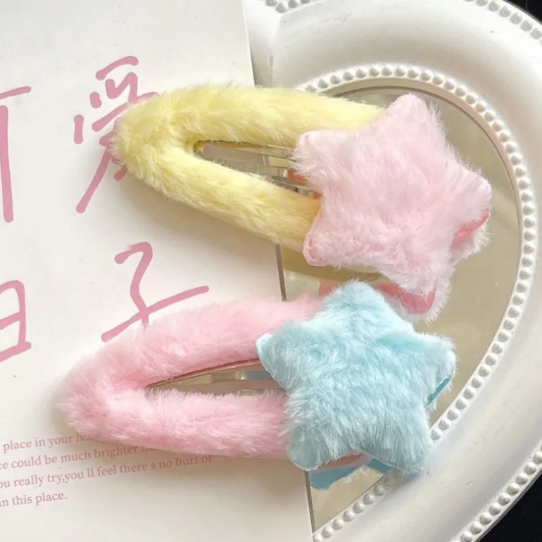 Fuzzy Star Hair Clips