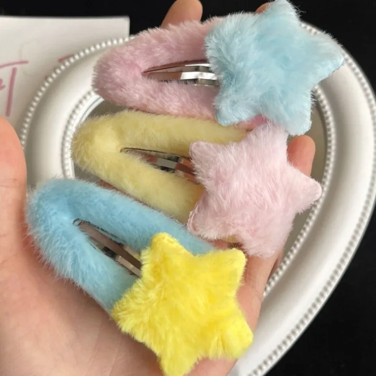 Fuzzy Star Hair Clips