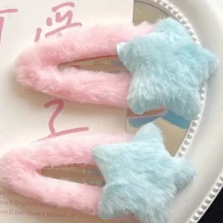 Fuzzy Star Hair Clips