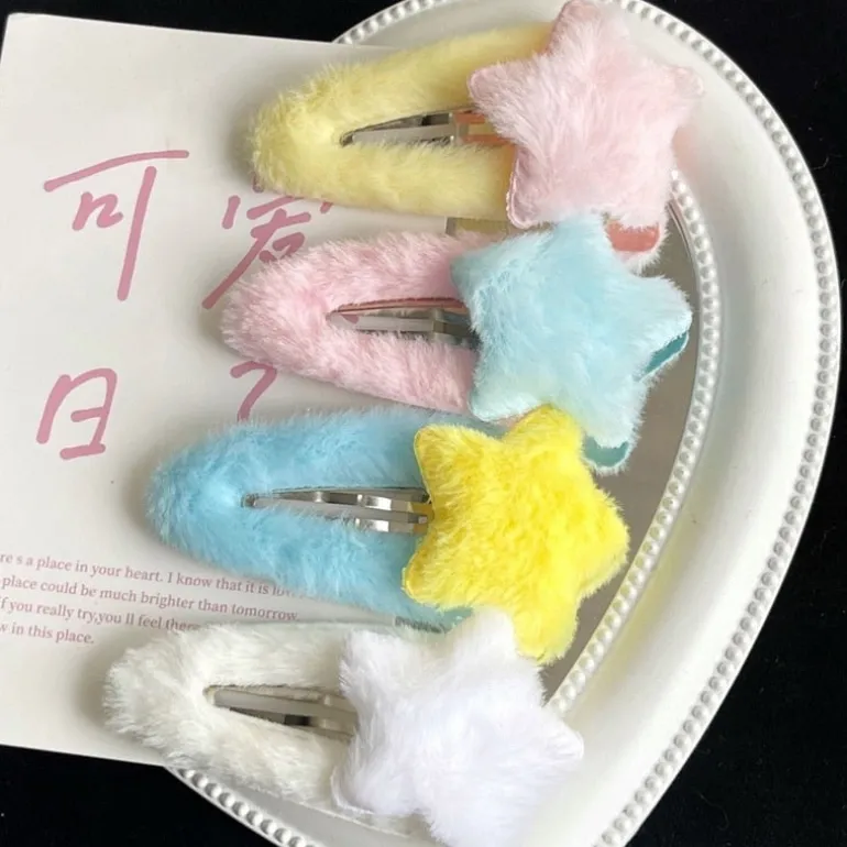Fuzzy Star Hair Clips