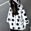 Fuzzy Star Oversized Zip Up Hoodie